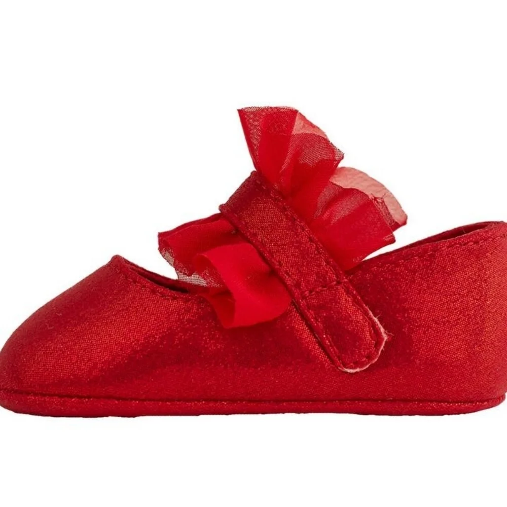 Girls Baby Deer Red Infant Bella Crib Shoes